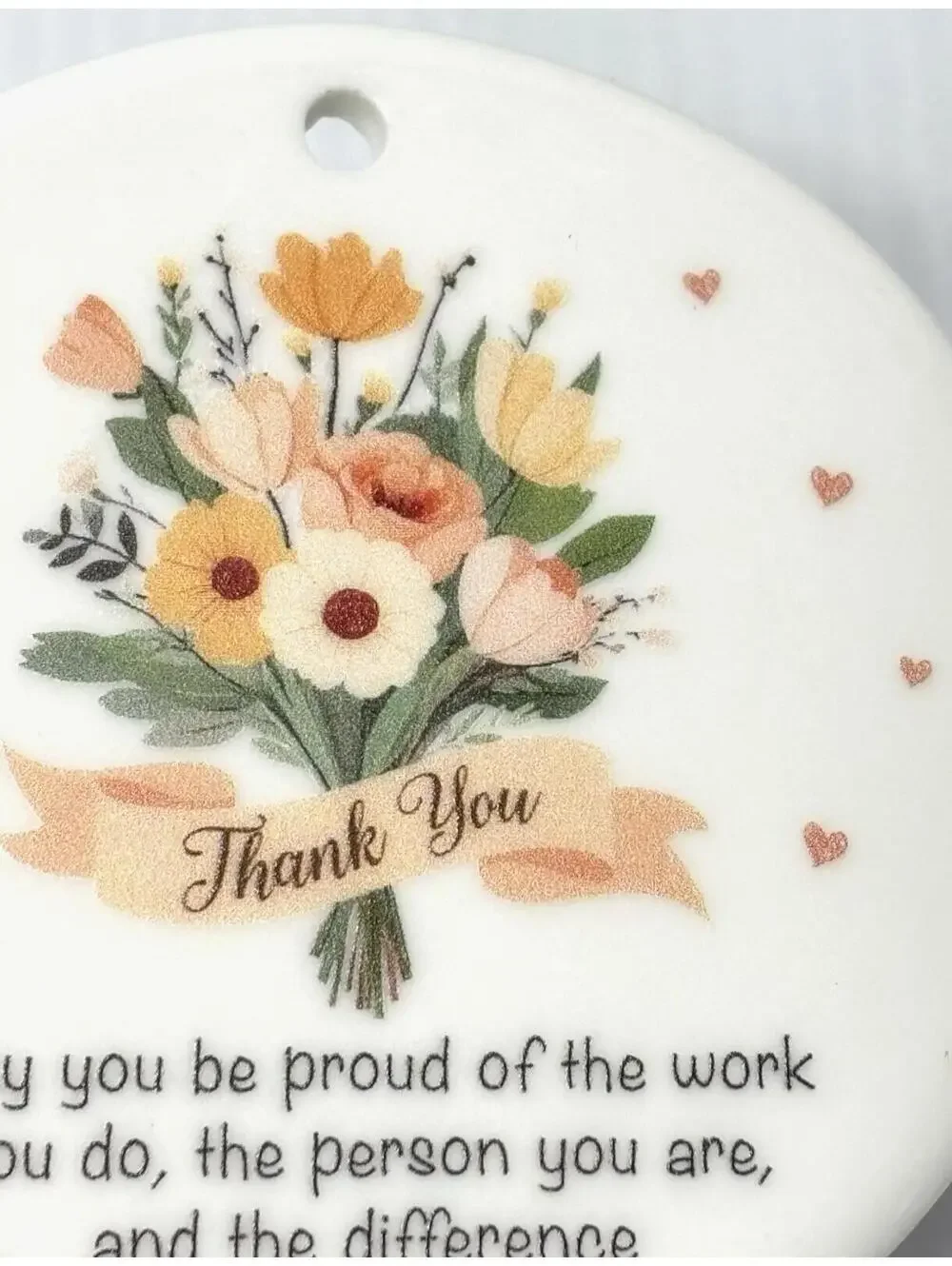 Thank You Floral Flower Bouquet Ornament Cute Keepsake Gift New No Ribbon-NEW